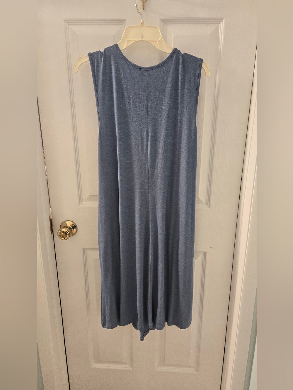 Lane Bryant Smokey Blue Embroidered Yoke Sleeveless Dress - Picture 7 of 7